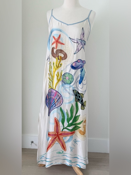 Dresses & Skirts - ME369 Sea Print Design Camisole Summer Midi Dress Size Small